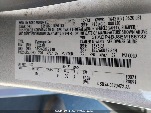 Ford FIESTA SE 2014 3FADP4BJ8EM186732 Image 9