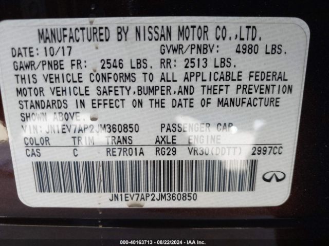 JN1EV7AP2JM360850 Infiniti Q50 3.0t Luxe