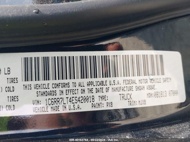 RAM 1500 Big Horn 2014 1C6RR7LT4ES420018 Image 9