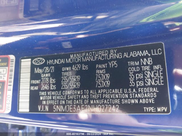 5NMJE3AE2NH027242 Hyundai Tucson Limited