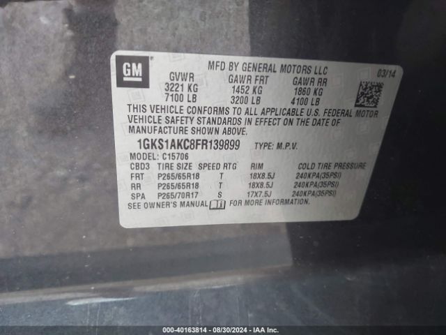 1GKS1AKC8FR139899 GMC YUKON SLE