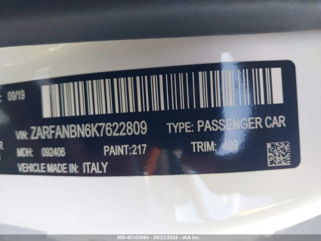 ZARFANBN6K7622809 Alfa Romeo Giulia Ti Awd