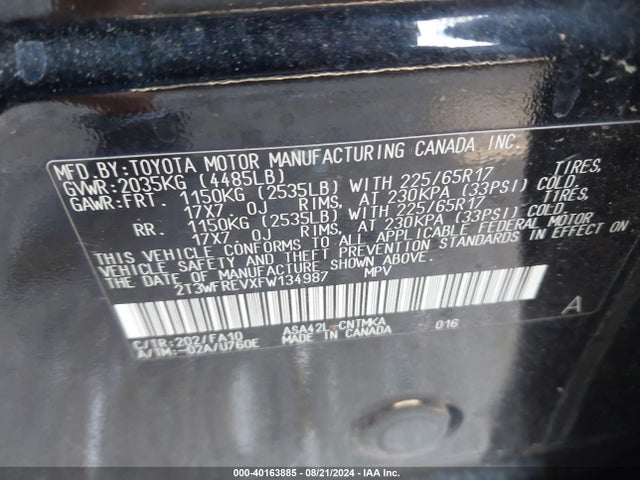 Toyota Rav4 Xle 2015 2T3WFREVXFW134987 Image 9