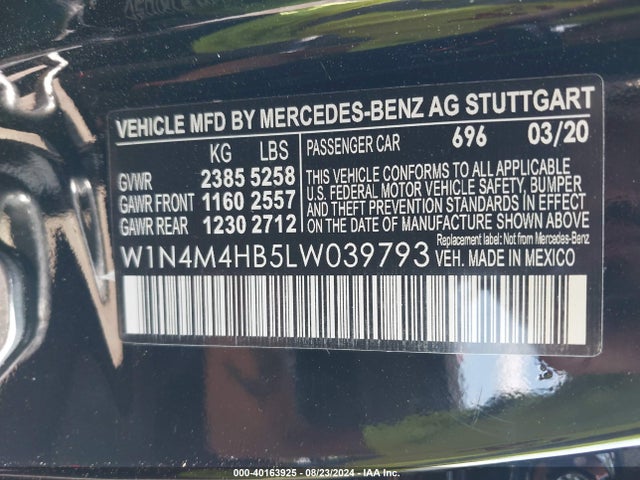 W1N4M4HB5LW039793 Mercedes-Benz Glb 250 4matic