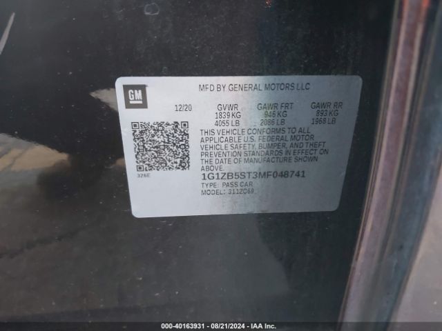 1G1ZB5ST3MF048741 Chevrolet Malibu Fwd Ls