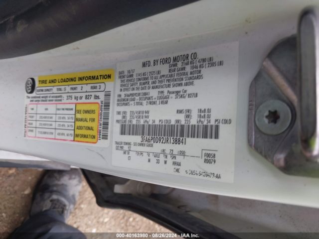 3FA6P0D92JR138841 Ford Fusion Titanium