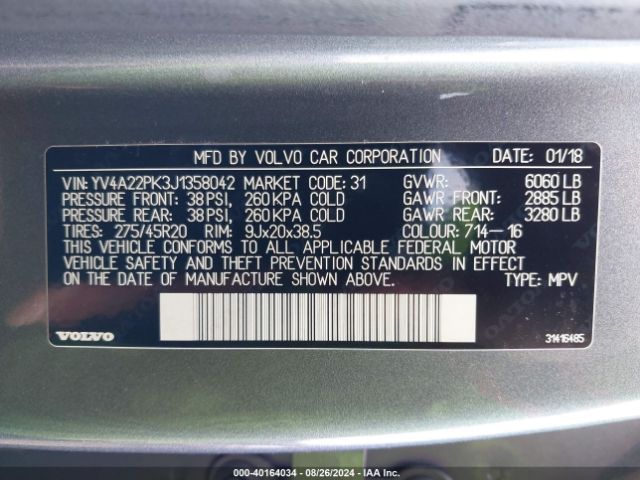 YV4A22PK3J1358042 Volvo Xc90 T6 Momentum