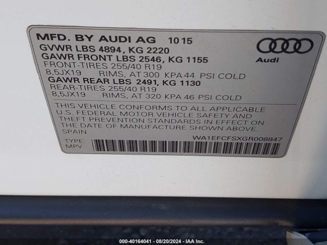 WA1EFCFSXGR008847 Audi Q3 2.0t Premium Plus