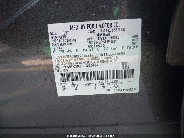 Ford Edge Titanium 2018 2FMPK3K98JBB07976 Image 9