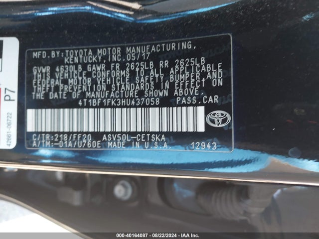 Toyota CAMRY SE 2017 4T1BF1FK3HU437058 Image 9