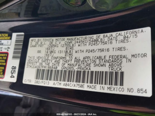 3TMJU4GN7FM186840 Toyota Tacoma Prerunner V6