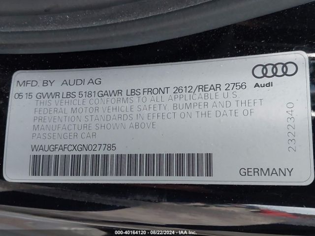 WAUGFAFCXGN027785 Audi A6 2.0t Premium Plus