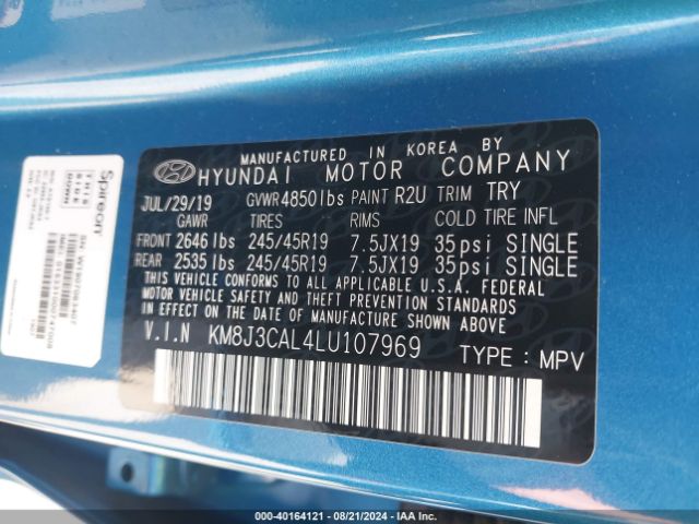 KM8J3CAL4LU107969 Hyundai Tucson Sport