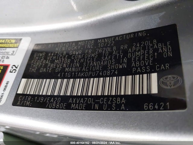 Toyota CAMRY SE 2023 4T1G11AK0PU740874 Image 9