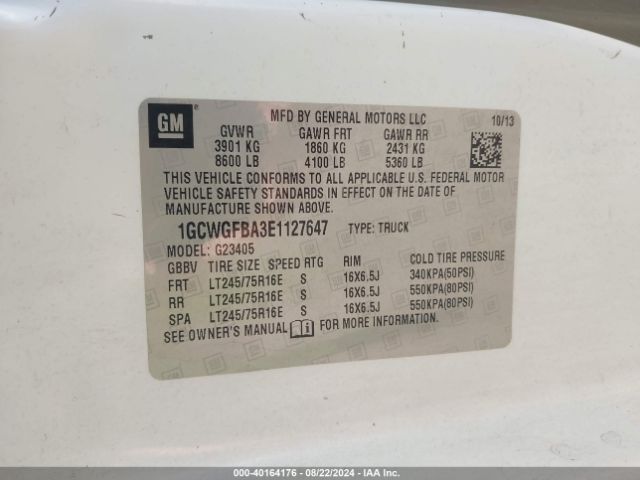 1GCWGFBA3E1127647 Chevrolet Express 2500 Work Van