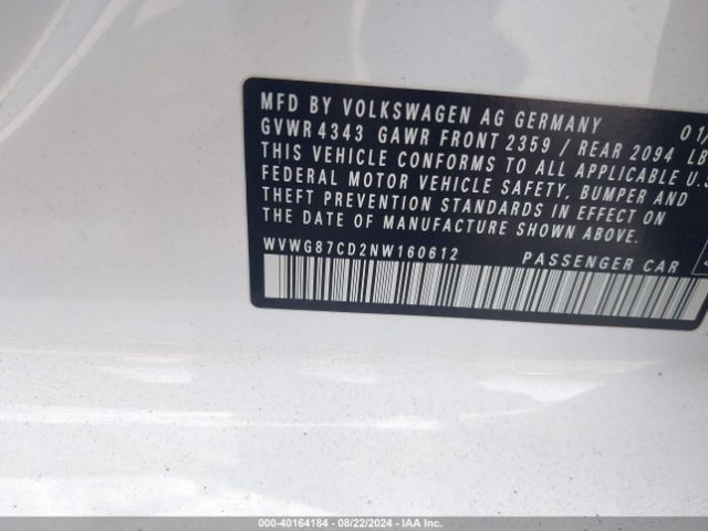WVWG87CD2NW160612 Volkswagen Golf Gti 2.0t S