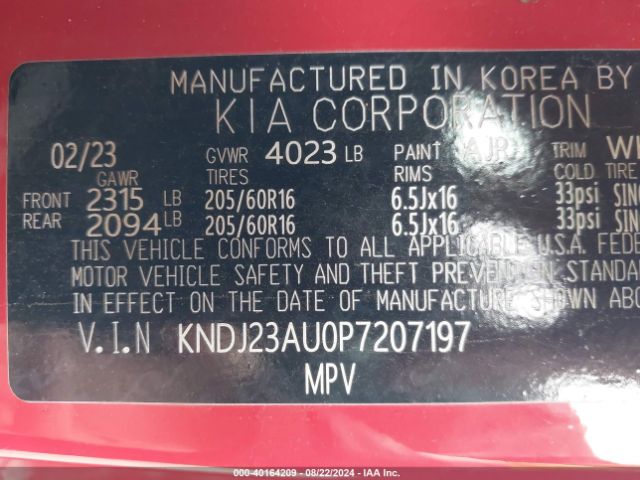 KNDJ23AU0P7207197 KIA SOUL LX
