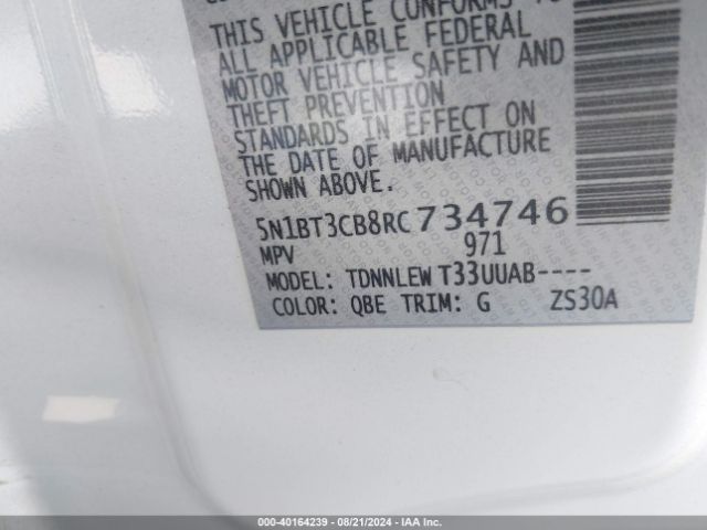5N1BT3CB8RC734746 Nissan Rogue Sl Intelligent Awd