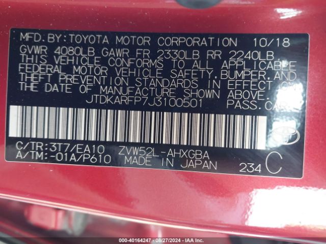 JTDKARFP7J3100501 Toyota Prius Prime Premium