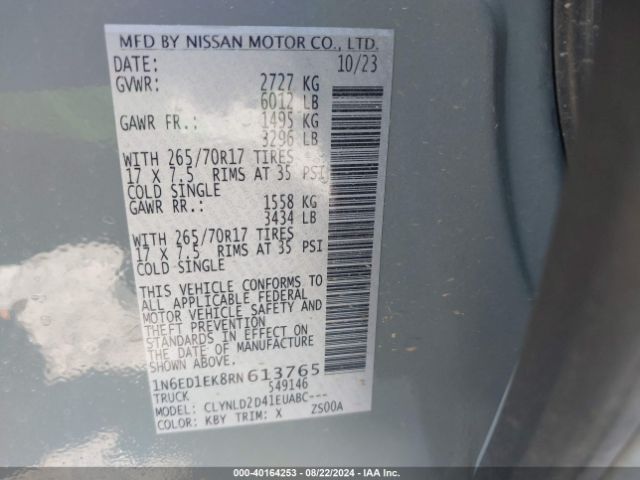 1N6ED1EK8RN613765 Nissan Frontier Pro-4x 4x4