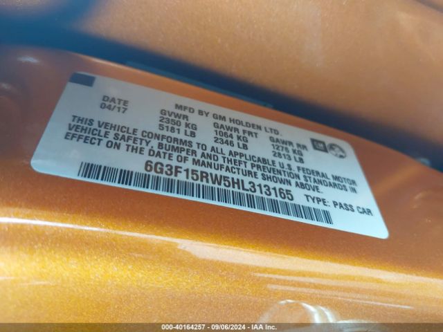 6G3F15RW5HL313165 Chevrolet SS