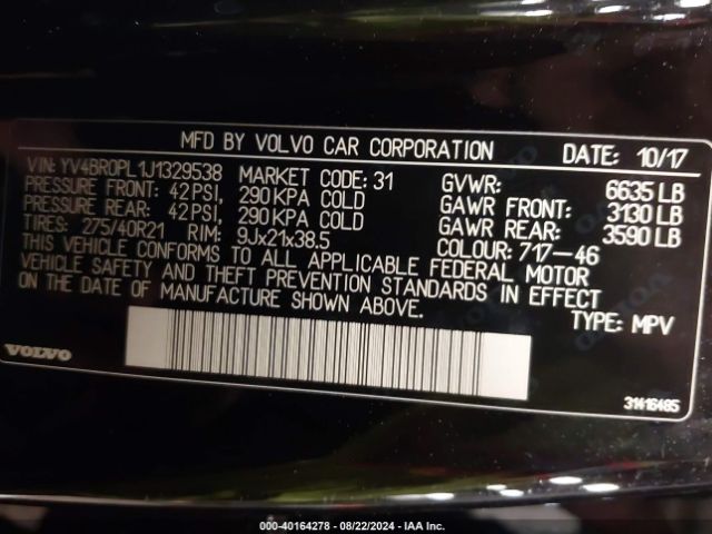 YV4BR0PL1J1329538 Volvo Xc90 Hybrid T8 Inscription