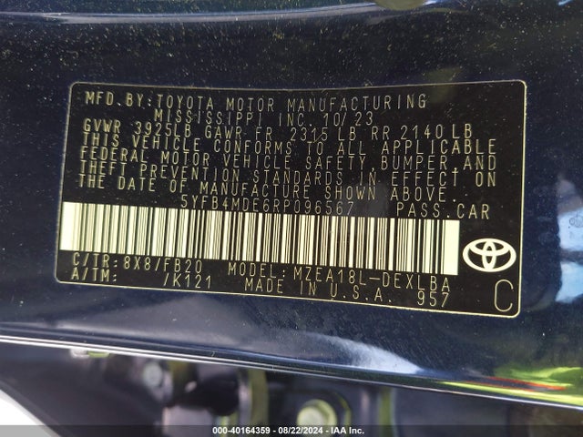 Toyota COROLLA LE 2024 5YFB4MDE6RP096567 Image 9