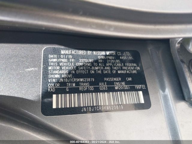 JN1BJ1CR9KW623819 Nissan Rogue Sport S