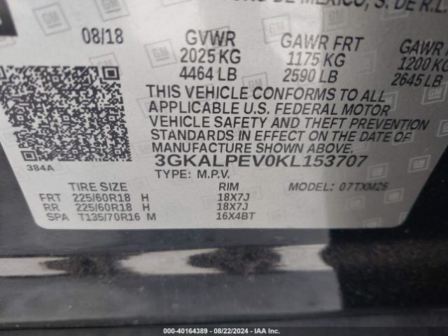 3GKALPEV0KL153707 GMC Terrain Slt