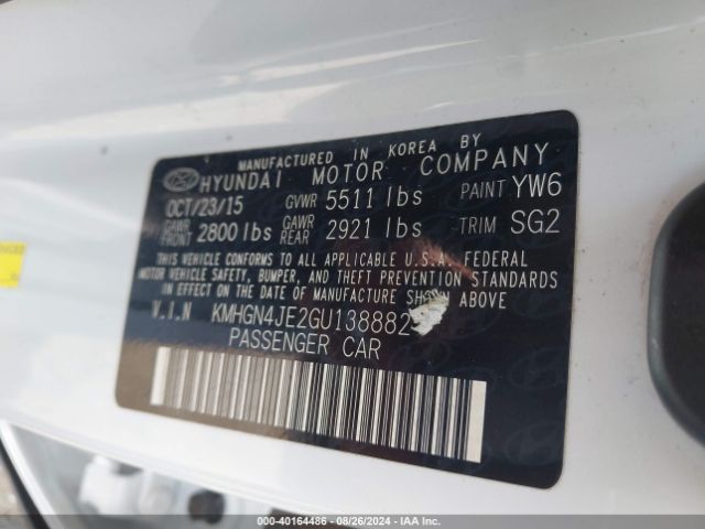 Hyundai Genesis 3.8 2016 KMHGN4JE2GU138882 Image 9