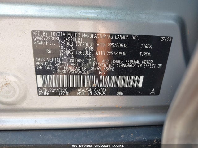 2T3E6RFV6PW043047 Toyota Rav4 Hybrid Xse