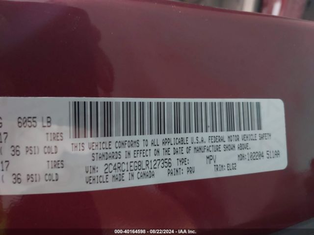 2C4RC1EG8LR127356 Chrysler Pacifica Touring L Plus