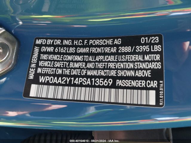 WP0AA2Y14PSA13569 Porsche Taycan