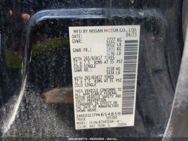 1N6ED1EJ7PN654859 Nissan Frontier Sv 4x2