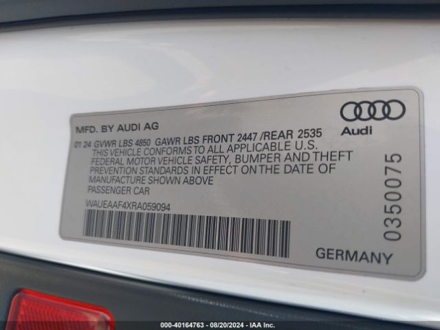 WAUEAAF4XRA059094 Audi A4 Premium Plus 45 Tfsi S Line Quattro S Tronic