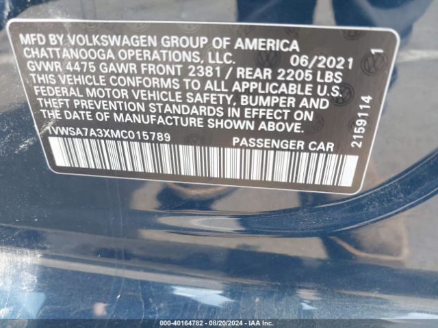 1VWSA7A3XMC015789 Volkswagen Passat 2.0t Se