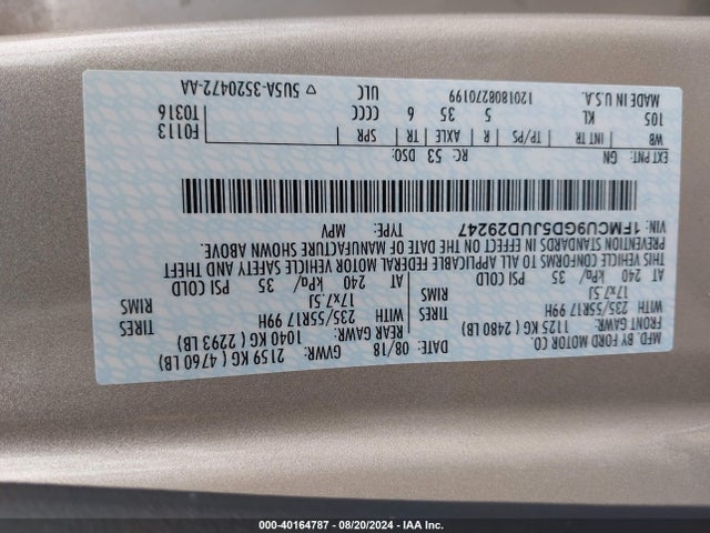 Ford ESCAPE SE 2018 1FMCU9GD5JUD29247 Image 9