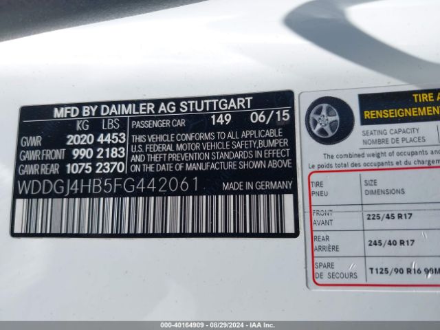 WDDGJ4HB5FG442061 Mercedes-Benz C 250
