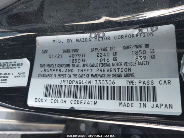 JM1BPABL4M1330306 Mazda Mazda3 Select
