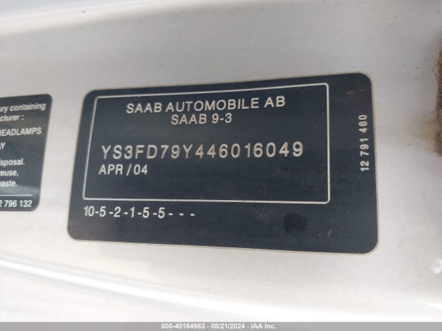 2004 SAAB 9-3 YS3FD79Y446016049 Photo 8