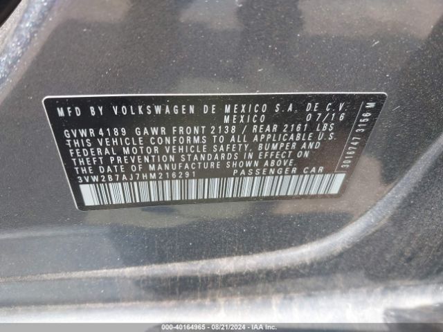 3VW2B7AJ7HM216291 Volkswagen Jetta 1.4t S