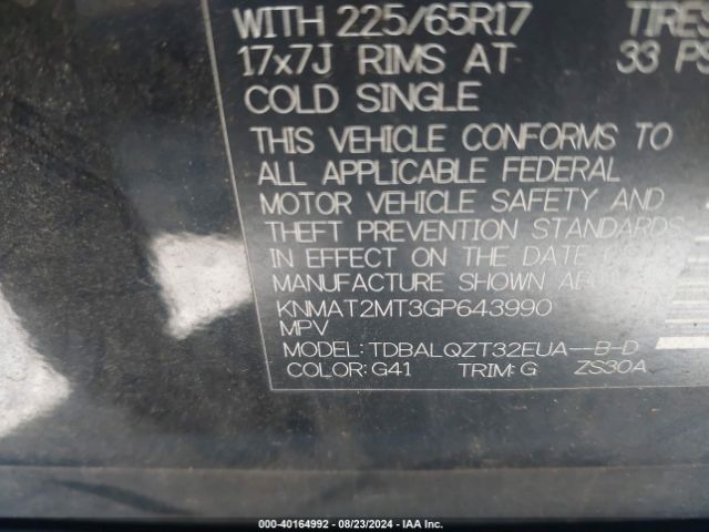 KNMAT2MT3GP643990 Nissan ROGUE SV