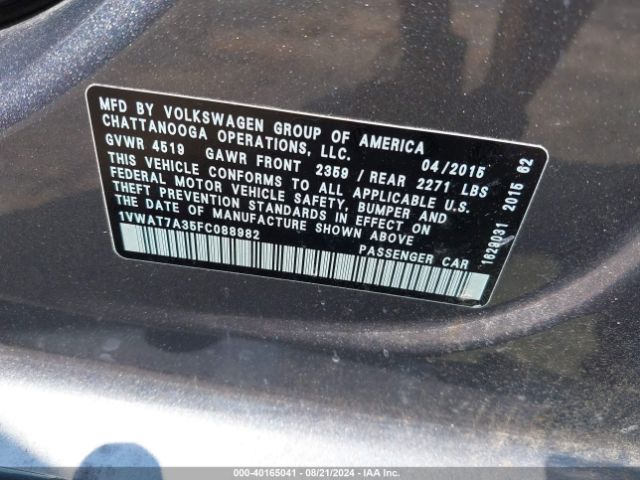 1VWAT7A35FC088982 Volkswagen Passat 1.8t Limited Edition