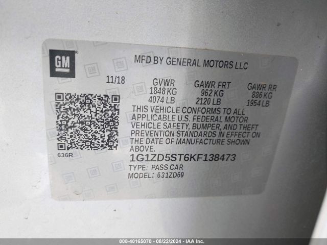 1G1ZD5ST6KF138473 Chevrolet MALIBU LT