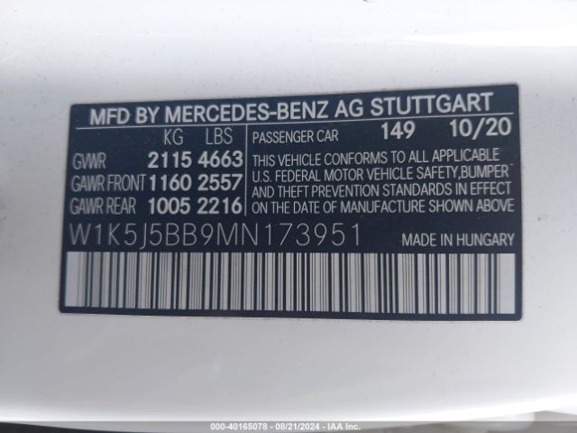 W1K5J5BB9MN173951 Mercedes-Benz Amg Cla 35 4matic