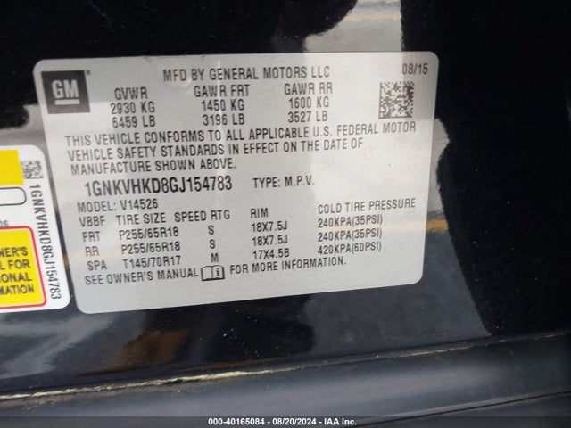 Chevrolet Traverse 2lt 2016 1GNKVHKD8GJ154783 Image 9
