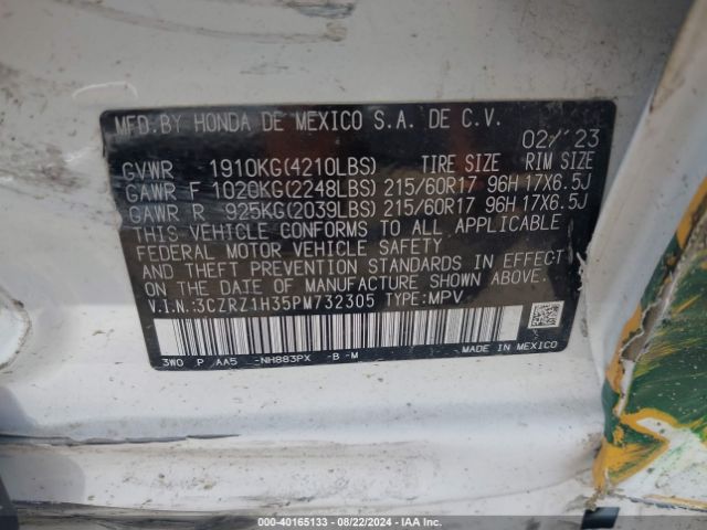 3CZRZ1H35PM732305 Honda Hr-v 2wd Lx