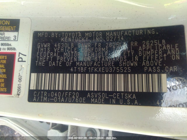 Toyota CAMRY SE 2014 4T1BF1FKXEU375525 Image 9