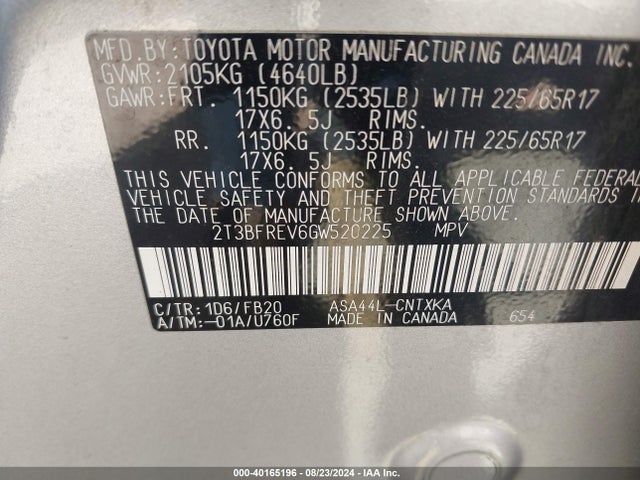 Toyota RAV4 LE 2016 2T3BFREV6GW520225 Image 9