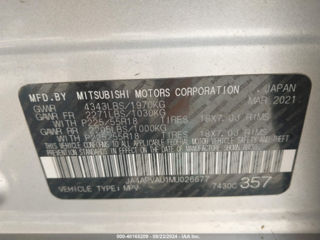 JA4APVAU1MU026677 Mitsubishi Outlander Sport 2.0 Se 2wd